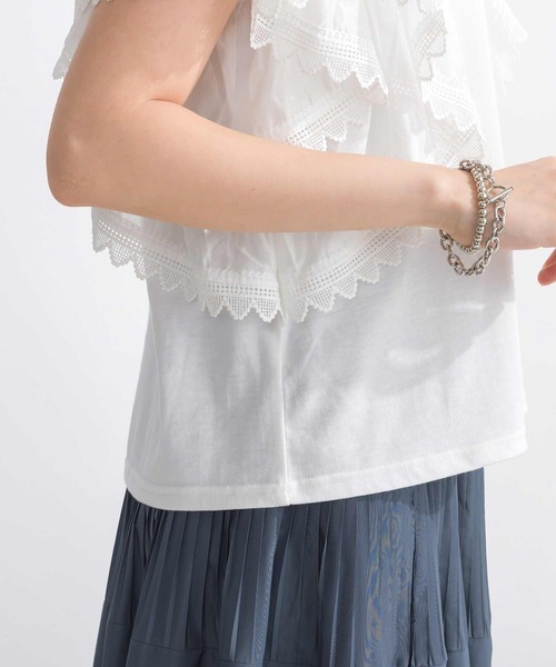 PICCIN（ピッチン）の「【WEB限定】ブロードレースラッフルスリーブプルオーバー（Tシャツ/カットソー・レディース・オフホワイト/ブラック・M/L）」の16枚目の写真