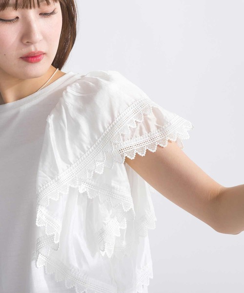 PICCIN（ピッチン）の「【WEB限定】ブロードレースラッフルスリーブプルオーバー（Tシャツ/カットソー・レディース・オフホワイト/ブラック・M/L）」の18枚目の写真