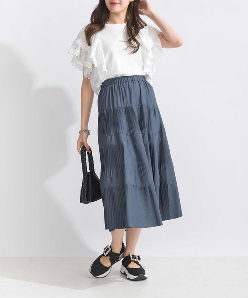 PICCIN（ピッチン）の「【WEB限定】ブロードレースラッフルスリーブプルオーバー（Tシャツ/カットソー・レディース・オフホワイト/ブラック・M/L）」の6枚目の写真