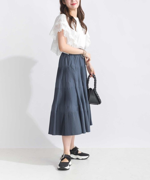 PICCIN（ピッチン）の「【WEB限定】ブロードレースラッフルスリーブプルオーバー（Tシャツ/カットソー・レディース・オフホワイト/ブラック・M/L）」の7枚目の写真