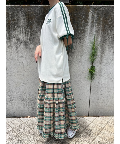 WC(ダブル シー)の「2ラインリボンワッフルTシャツ(Tシャツ/カットソー・レディース・アイボリー/サックスブルー/ピンク・FREE)」の5枚目の写真
