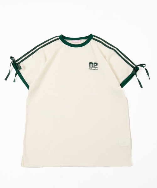 WC(ダブル シー)の「2ラインリボンワッフルTシャツ(Tシャツ/カットソー・レディース・アイボリー/サックスブルー/ピンク・FREE)」の22枚目の写真