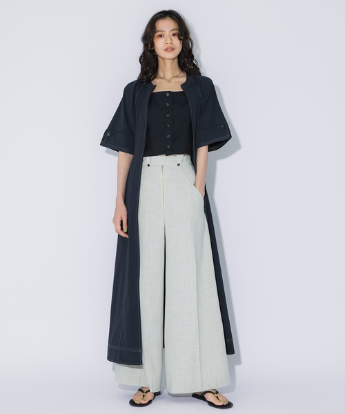 PUBLIC TOKYO（パブリックトウキョウ）の「【PUBLIC TOKYO/パブリックトウキョウ】スタンドオープンシャツワンピース（シャツワンピース・レディース・ライトベージュ/ネイビー・2/1）」の9枚目の写真