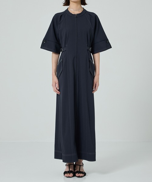 PUBLIC TOKYO（パブリックトウキョウ）の「【PUBLIC TOKYO/パブリックトウキョウ】スタンドオープンシャツワンピース（シャツワンピース・レディース・ライトベージュ/ネイビー・2/1）」の3枚目の写真