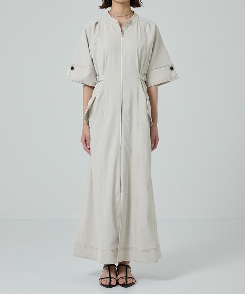 PUBLIC TOKYO（パブリックトウキョウ）の「【PUBLIC TOKYO/パブリックトウキョウ】スタンドオープンシャツワンピース（シャツワンピース・レディース・ライトベージュ/ネイビー・2/1）」の19枚目の写真