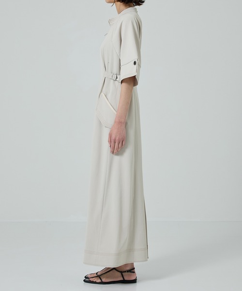 PUBLIC TOKYO（パブリックトウキョウ）の「【PUBLIC TOKYO/パブリックトウキョウ】スタンドオープンシャツワンピース（シャツワンピース・レディース・ライトベージュ/ネイビー・2/1）」の18枚目の写真