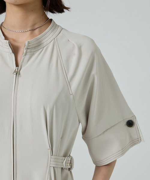 PUBLIC TOKYO（パブリックトウキョウ）の「【PUBLIC TOKYO/パブリックトウキョウ】スタンドオープンシャツワンピース（シャツワンピース・レディース・ライトベージュ/ネイビー・2/1）」の15枚目の写真