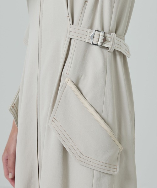 PUBLIC TOKYO（パブリックトウキョウ）の「【PUBLIC TOKYO/パブリックトウキョウ】スタンドオープンシャツワンピース（シャツワンピース・レディース・ライトベージュ/ネイビー・2/1）」の13枚目の写真