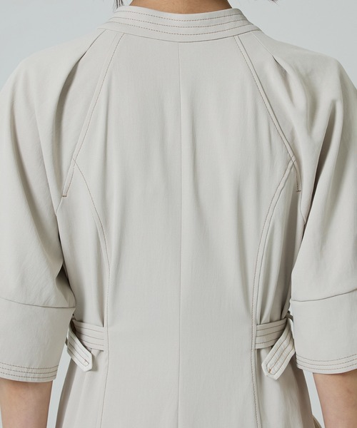 PUBLIC TOKYO（パブリックトウキョウ）の「【PUBLIC TOKYO/パブリックトウキョウ】スタンドオープンシャツワンピース（シャツワンピース・レディース・ライトベージュ/ネイビー・2/1）」の11枚目の写真