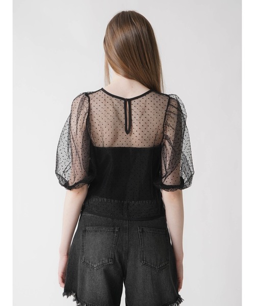 :ETHROF(イーサオブ)の「DOTTULLE PUFF SLEEVE TOPS(シャツ/ブラウス・レディース・ブラック・FREE)」の9枚目の写真
