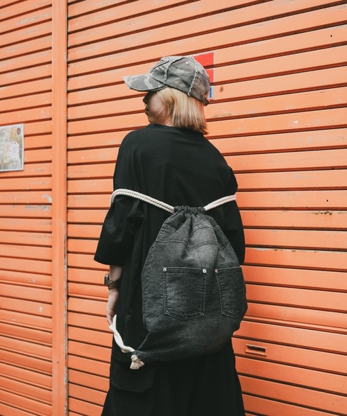 レア　HYS リュック デニムビンテージ ナップサック Cross charm official store | DEVICE ウォッシュ デニム
