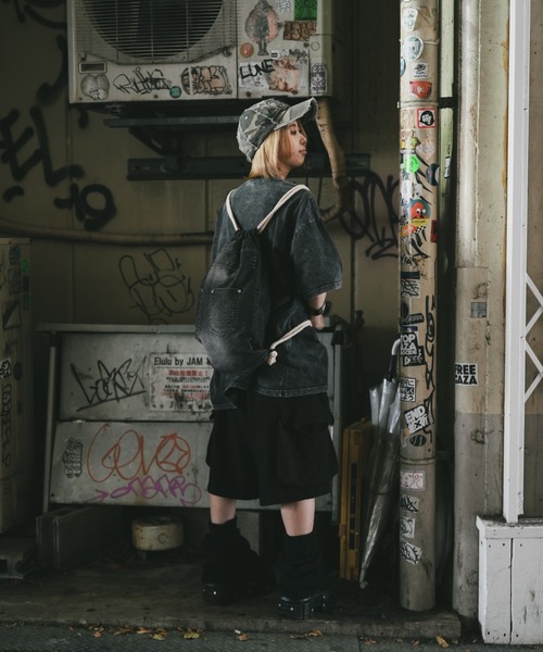 DEVICE（デバイス）の「DEVICE ウォッシュ デニム リュック ナップサック ボディバッグ（バックパック/リュック・レディース・ブラック/ブラック系その他・FREE）」の10枚目の写真