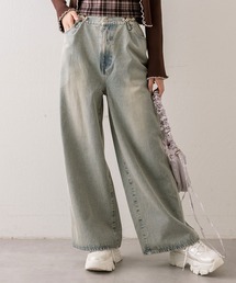 OLIVE des OLIVE | リボンホックワイドデニムパンツ　1042030040(デニムパンツ)