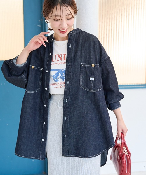 FREAK'S STORE（フリークスストア）の「限定展開 Lee/リー 別注 チュニック デニム シャツ（シャツ/ブラウス・レディース・ネイビー/ブルー/ブラック・ﾌﾘ-）」の3枚目の写真