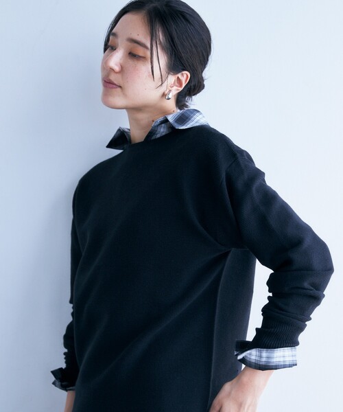 THE SHOP TK （ザ ショップ ティーケー ）の「◆【体形カバー/毛玉になりにくい/蓄熱性】美人ガーターニット/洗える（ニット/セーター・レディース・ブルーグリーン/ブラック/ボルドー/ホワイト系5/ナチュラル・13/12/14/11）」の8枚目の写真