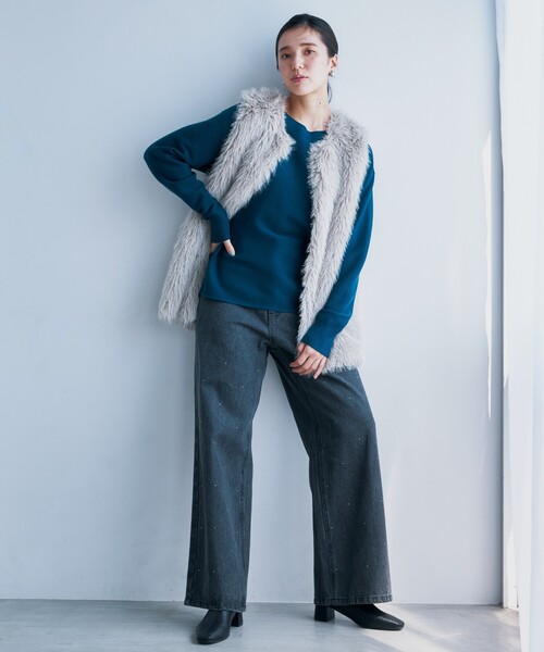 THE SHOP TK （ザ ショップ ティーケー ）の「◆【体形カバー/毛玉になりにくい/蓄熱性】美人ガーターニット/洗える（ニット/セーター・レディース・ブルーグリーン/ブラック/ボルドー/ホワイト系5/ナチュラル・13/12/14/11）」の19枚目の写真