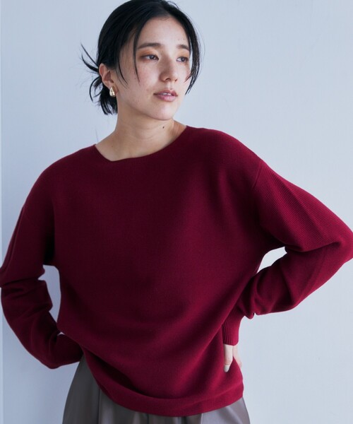 THE SHOP TK （ザ ショップ ティーケー ）の「◆【体形カバー/毛玉になりにくい/蓄熱性】美人ガーターニット/洗える（ニット/セーター・レディース・ブルーグリーン/ブラック/ボルドー/ホワイト系5/ナチュラル・13/12/14/11）」の5枚目の写真