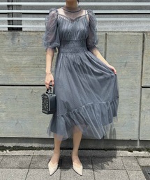 aity（アイティ）の「ドットチュールレイヤードドレス 結婚式 パーティードレス オケージョンドレス 同窓会 お呼ばれワンピース（ドレス）」