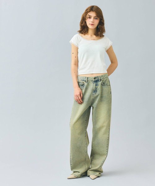 coca（coca）（コカ）の「【WEB限定セール】レースクルーネックトップス（Tシャツ/カットソー・レディース・チャコール/ホワイト・S/M/L）」の5枚目の写真