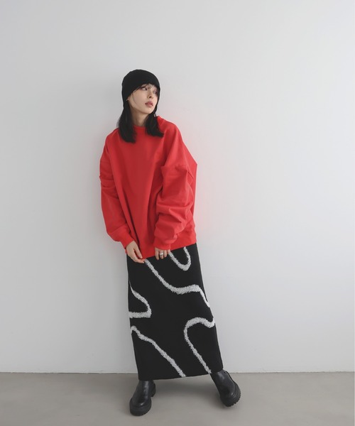 LIAN(リアン)の「ラインジャガードタイトスカート(スカート・レディース・アイボリー/ブラック/グレー・FREE)」の4枚目の写真