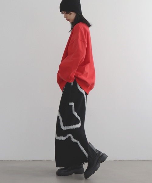 LIAN(リアン)の「ラインジャガードタイトスカート(スカート・レディース・アイボリー/ブラック/グレー・FREE)」の9枚目の写真