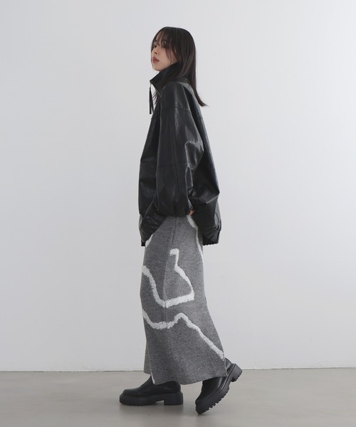 LIAN(リアン)の「ラインジャガードタイトスカート(スカート・レディース・アイボリー/ブラック/グレー・FREE)」の12枚目の写真