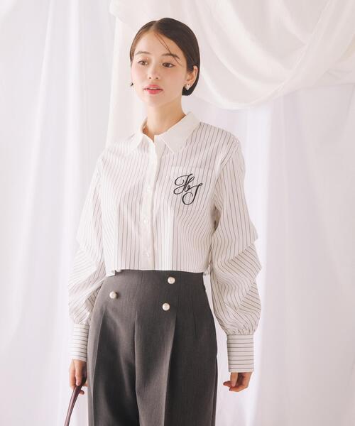 【セール】◇ボリューム袖ロゴ刺繍シャツ（シャツ/ブラウス）｜JILL by JILL STUART（ジルバイジルスチュアート）