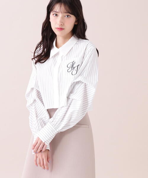 【セール】◇ボリューム袖ロゴ刺繍シャツ（シャツ/ブラウス）｜JILL by JILL STUART（ジルバイジルスチュアート）