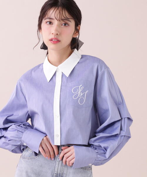 【セール】◇ボリューム袖ロゴ刺繍シャツ（シャツ/ブラウス）｜JILL by JILL STUART（ジルバイジルスチュアート）