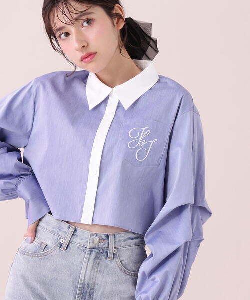 【セール】◇ボリューム袖ロゴ刺繍シャツ（シャツ/ブラウス）｜JILL by JILL STUART（ジルバイジルスチュアート）