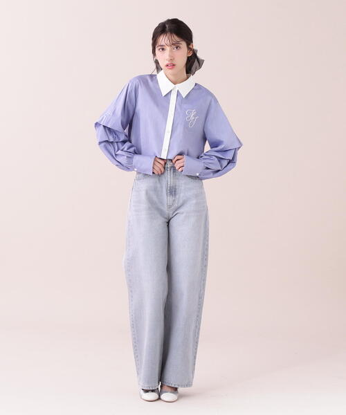 【セール】◇ボリューム袖ロゴ刺繍シャツ（シャツ/ブラウス）｜JILL by JILL STUART（ジルバイジルスチュアート）