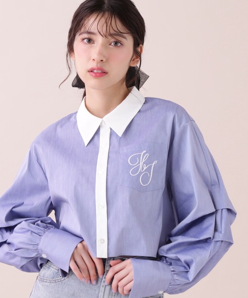 【セール】◇ボリューム袖ロゴ刺繍シャツ（シャツ/ブラウス）｜JILL by JILL STUART（ジルバイジルスチュアート）