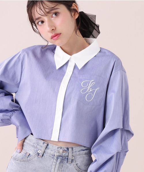 【セール】◇ボリューム袖ロゴ刺繍シャツ（シャツ/ブラウス）｜JILL by JILL STUART（ジルバイジルスチュアート）