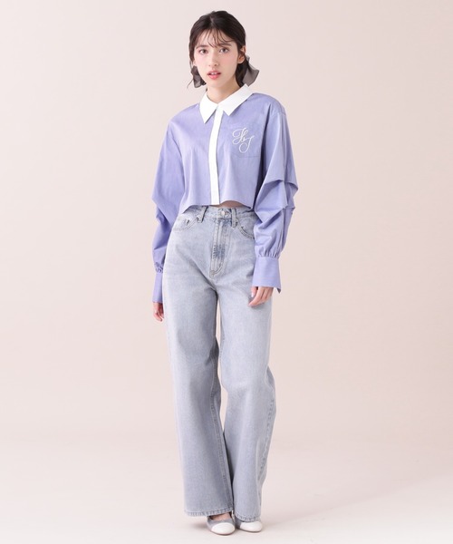 【セール】◇ボリューム袖ロゴ刺繍シャツ（シャツ/ブラウス）｜JILL by JILL STUART（ジルバイジルスチュアート）