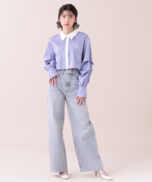 【セール】◇ボリューム袖ロゴ刺繍シャツ（シャツ/ブラウス）｜JILL by JILL STUART（ジルバイジルスチュアート）