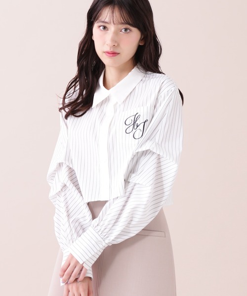 【セール】◇ボリューム袖ロゴ刺繍シャツ（シャツ/ブラウス）｜JILL by JILL STUART（ジルバイジルスチュアート）