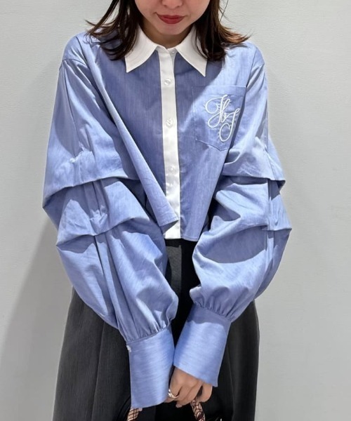 【セール】◇ボリューム袖ロゴ刺繍シャツ（シャツ/ブラウス）｜JILL by JILL STUART（ジルバイジルスチュアート）