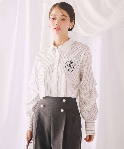 【セール】◇ボリューム袖ロゴ刺繍シャツ（シャツ/ブラウス）｜JILL by JILL STUART（ジルバイジルスチュアート）