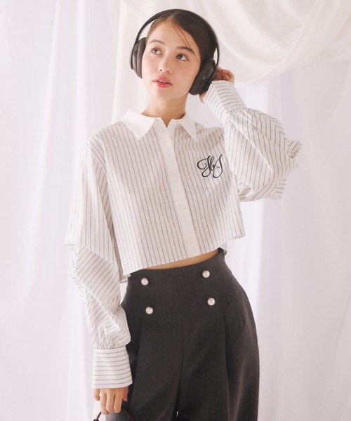 【セール】◇ボリューム袖ロゴ刺繍シャツ（シャツ/ブラウス）｜JILL by JILL STUART（ジルバイジルスチュアート）