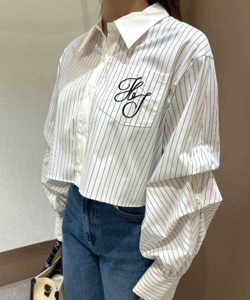 【セール】◇ボリューム袖ロゴ刺繍シャツ（シャツ/ブラウス）｜JILL by JILL STUART（ジルバイジルスチュアート）