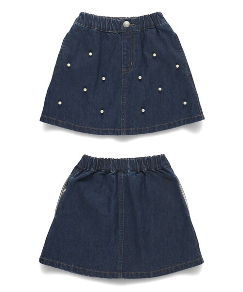 BRANSHES(ブランシェス)の「【綿100%】パール付きスカート(スカート・キッズ・ピンク/ネイビー・90/100/110/120/130/140/150)」の4枚目の写真