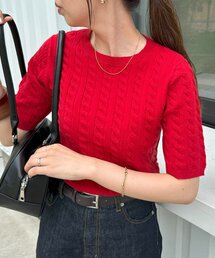 モチモチケーブル半袖プルオーバー《WEB限定カラーあり》