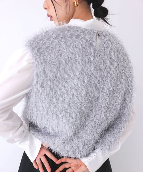 DONOBAN（ドノバン）の「バックリボンラメフェザートップス（ベスト・レディース・ピンク/ホワイト/グレー・ONE）」の10枚目の写真