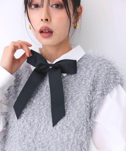 DONOBAN（ドノバン）の「バックリボンラメフェザートップス（ベスト・レディース・ピンク/ホワイト/グレー・ONE）」の11枚目の写真