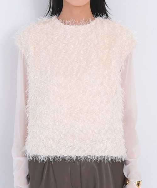 DONOBAN（ドノバン）の「バックリボンラメフェザートップス（ベスト・レディース・ピンク/ホワイト/グレー・ONE）」の14枚目の写真