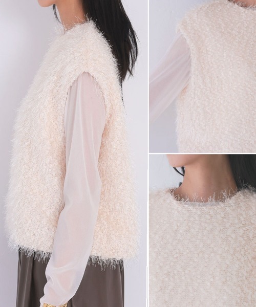 DONOBAN（ドノバン）の「バックリボンラメフェザートップス（ベスト・レディース・ピンク/ホワイト/グレー・ONE）」の16枚目の写真