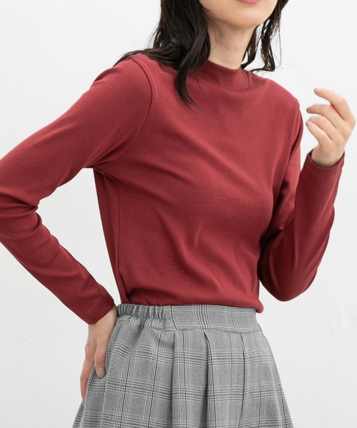 Honeys(ハニーズ)の「オーガニックハイネックT(Tシャツ/カットソー・レディース・アイボリー/ブラック/ブルー/ネイビー/ピンク/グリーン/レッド/ライトグリーン/ライトピンク・S/M/L/LL)」の9枚目の写真