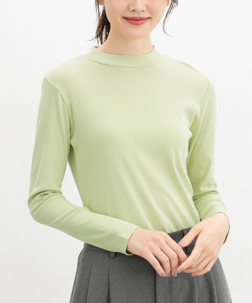 Honeys(ハニーズ)の「オーガニックハイネックT(Tシャツ/カットソー・レディース・アイボリー/ブラック/ブルー/ネイビー/ピンク/グリーン/レッド/ライトグリーン/ライトピンク・S/M/L/LL)」の4枚目の写真