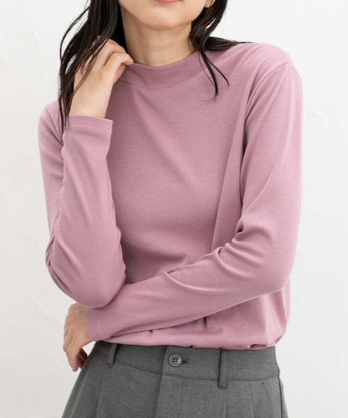Honeys(ハニーズ)の「オーガニックハイネックT(Tシャツ/カットソー・レディース・アイボリー/ブラック/ブルー/ネイビー/ピンク/グリーン/レッド/ライトグリーン/ライトピンク・S/M/L/LL)」の14枚目の写真