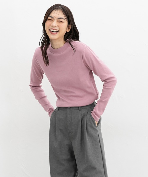 Honeys(ハニーズ)の「オーガニックハイネックT(Tシャツ/カットソー・レディース・アイボリー/ブラック/ブルー/ネイビー/ピンク/グリーン/レッド/ライトグリーン/ライトピンク・S/M/L/LL)」の15枚目の写真